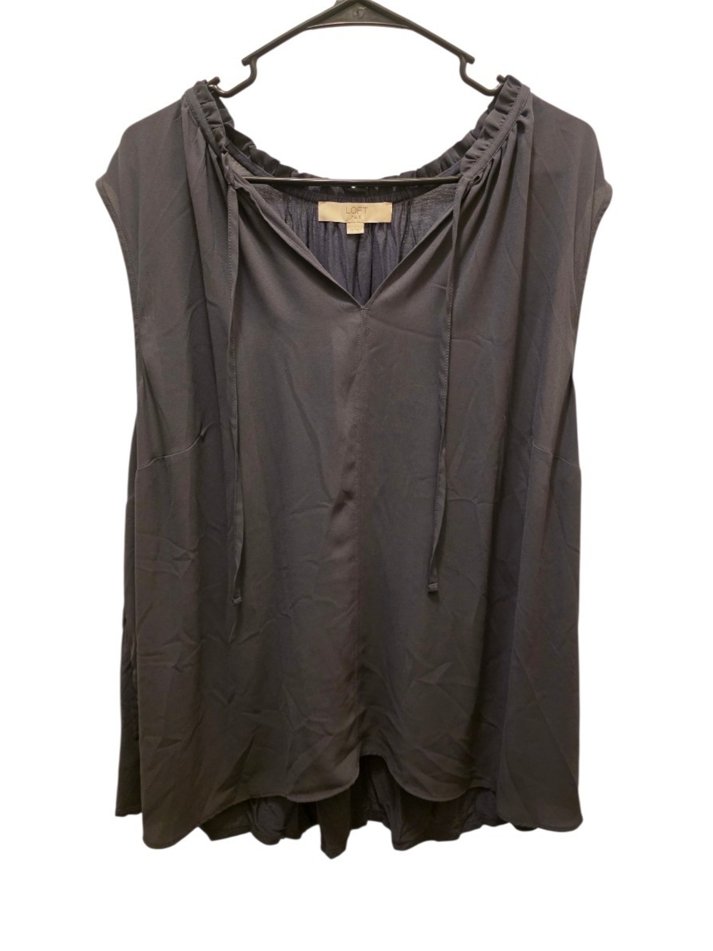 LOFT Plus Sleeveless V-Neck Blouse in Charcoal Gray